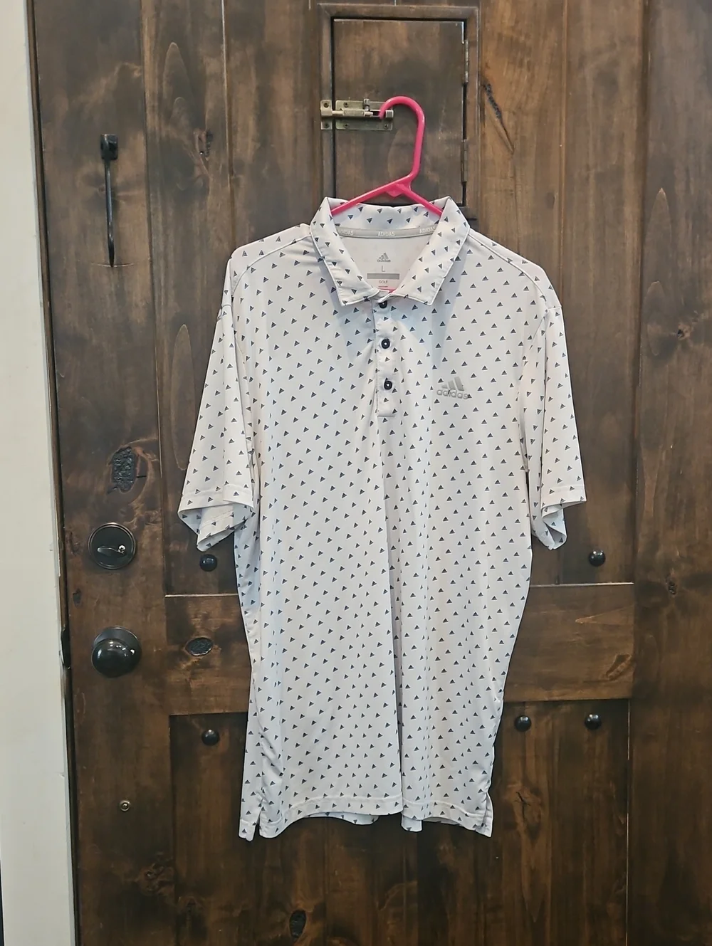 Adidas Golf Polo. Men's White Short-Sleeve White / Navy Micro Adidas Sign. Print